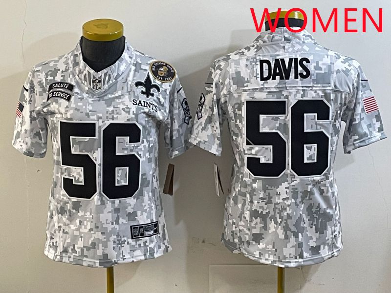 Women New Orleans Saints #56 Davis Camo Nike Olive Salute To Service Limited NFL Jersey style 3